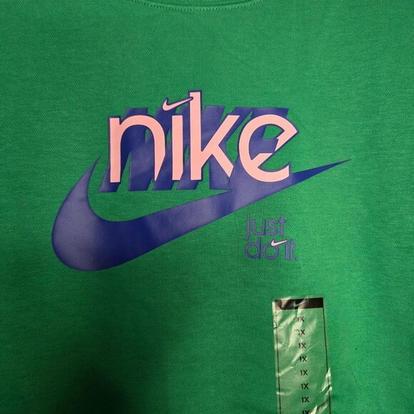 Nike Women's Green Crewneck Sweatshirt 1X Just Do It Logo Cotton Blend NWT - Picture 5 of 7